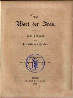 Das Wort der Frau : eine Festgabe