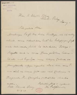 Brief an B. Schott's Söhne : 20.07.1905