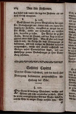 Sechstes Capittel Von der Sonne besonders, und der durch ihre Bewegung bestimmten geographischen Abtheilung der Erde