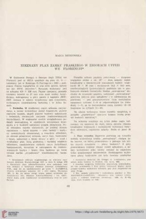 41: Nieznany plan zamku praskiego w zbiorach uffizi we Florencji