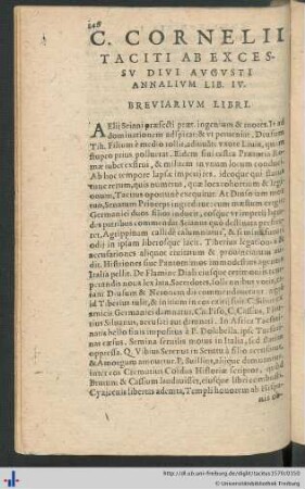 C. Cornelii Taciti Ab Excessu Divi Augusti Annalium Liber IV.