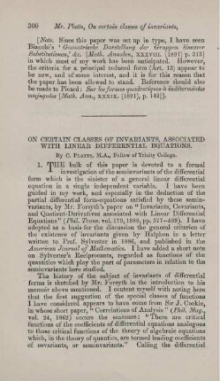 On certain classes of invariants, associated with linear differential equations.