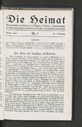 Januar 1930, Nr. 1, 40. Jahrgang