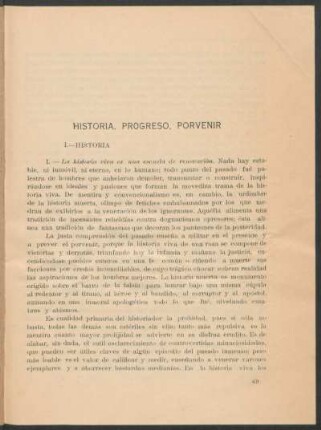 Historia, progreso, porvenir