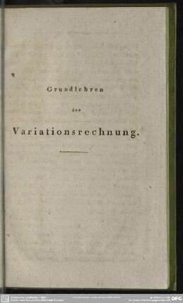 Grundlehren der Variationsrechnung