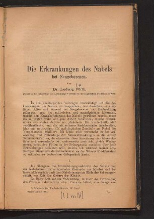 Die Erkrankungen des Nabels bei Neugeborenen