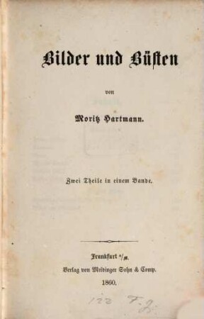 Bilder und Büsten : zwei Theile in einem Bande