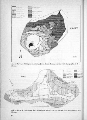 Abb. Karte der Schädigungen durch Ringelgänse, Gröde, Zustand Mai/Kuni 1979, Kartogrphie: K.-E. Gieseler.