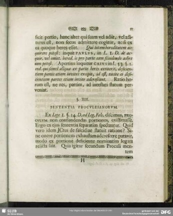 §. XIX. Sententia Proculeianorum