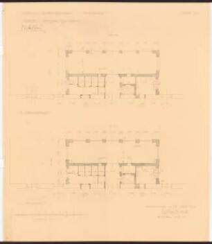 Evangelisches Diakonissenkrankenhaus Bethanien, Berlin-Kreuzberg Südflügel des Hauptgebäudes: Mittelbau des Straßenflügelanbaus: Grundrisse 1. und 2.OG 1:50