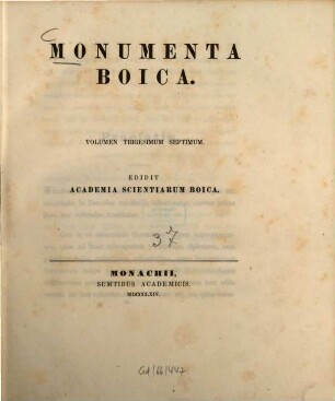 Monumenta Boica, 37 = Collectio nova 10. Monumenta episcopatus Wirziburgensis : 788 - 1287