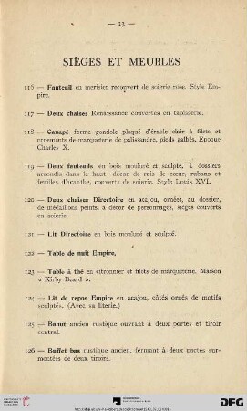Sièges Et Meubles (Nr. 126-137)