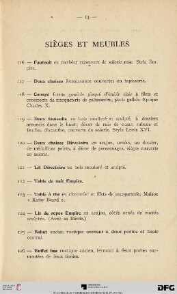 Sièges Et Meubles (Nr. 126-137)
