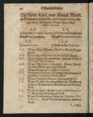 94-96, Der Röm. Käys. und Königl. Mayst in Schweden ...
