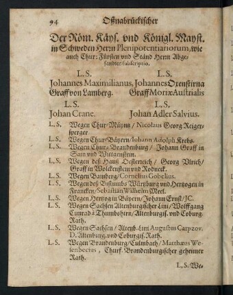 94-96, Der Röm. Käys. und Königl. Mayst in Schweden ...