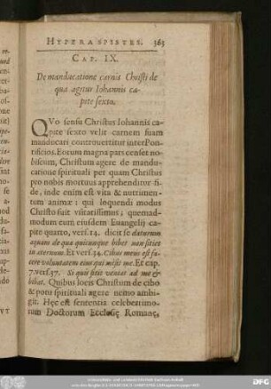 Cap. IX. De manducatione carnis Christi de qua agitur Iohannis capite sexto.