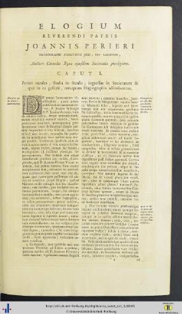 Elogium Reverendi Patris Joannis Perieri Hagiographi Societatis Jesu …