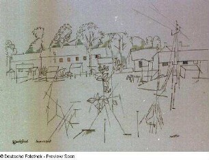 Häuser und Ställe vor Waldkante