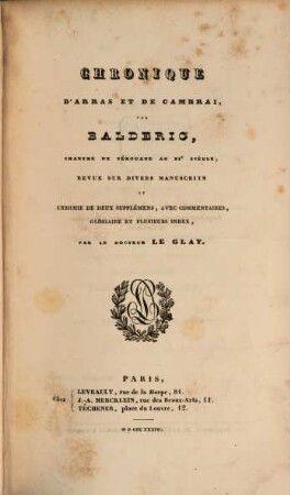 Chronique d'Arras et de Cambrai