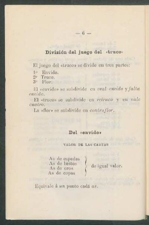 División del juego del "truco"
