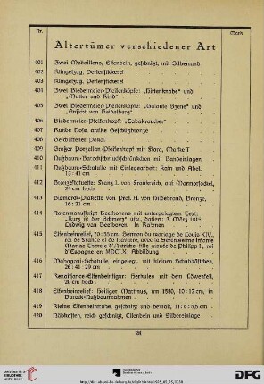 Altertümer verschiedener Art (Nr. 401-420)