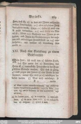 XXI. Noch eine Einladung zu einem Briefwechsel.