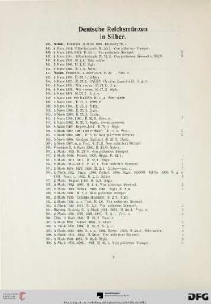Deutsche Reichsmünzen in Silber (Nr. 345-587)