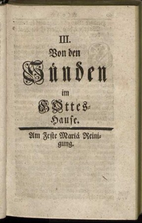 III. Von den Sünden im Gottes-Hause.