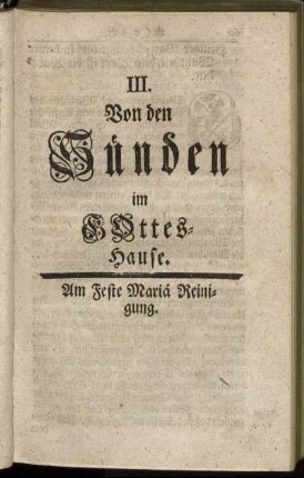 III. Von den Sünden im Gottes-Hause.