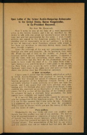 3-17, Open Letter of the former Austro-Hungarian Ambassador to the United States [...] - The Austro-Hungarian Point of View