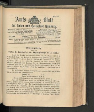No. 290, 28. November 1916