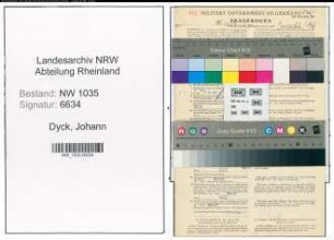 Entnazifizierung Johann Van Dyck , geb. 01.04.1901 (Kaufmaennischer Angestellter)
