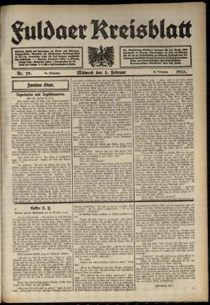 Zweite Ausgabe vom Mittwoch, den 05. Februar 1913.