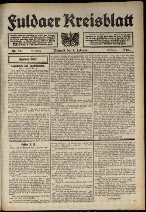 Zweite Ausgabe vom Mittwoch, den 05. Februar 1913.