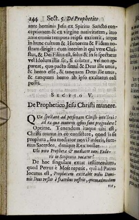 Sectio V. De Prophetico Jesu Christi munere.