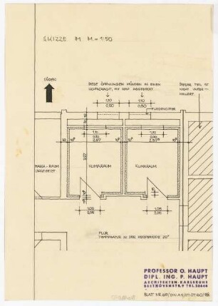 Forschungsinstitut für Holzwerkstoffe, Karlsruhe: Klimaräume: Grundriss 1:50