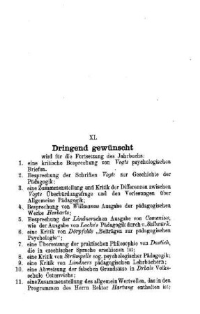 Dringend gewünscht wird für die Fortsetzung des Jahrbuches