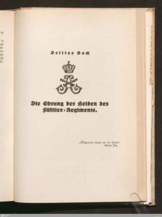 3. Buch: Die Ehrung der Helden des Füsilier-Regiments