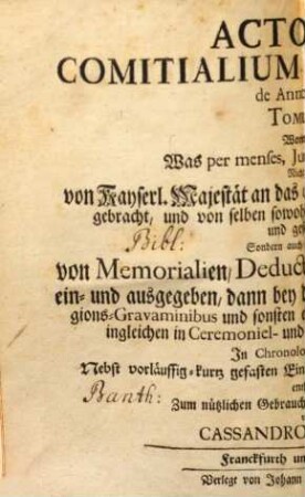 Actorum Comitialium Publicorum de Anno ... Tomus .... 1743,2