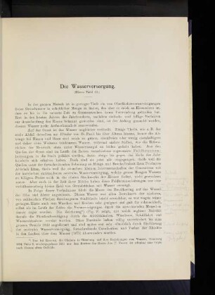 Die Wasserversorgung. (Hierzu Tafel III.)