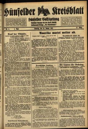 Zweite Ausgabe vom Samstag, den 23. Januar 1932.