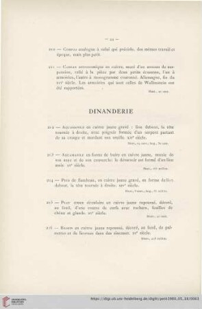 Dinanderie (Nr. 212 - 217)