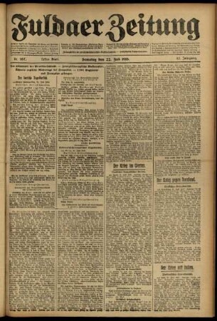 Erste Ausgabe vom Samstag, den 22. Juli 1916.