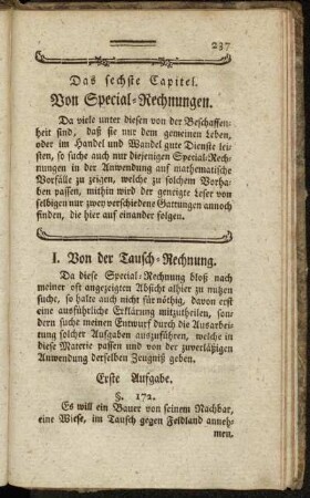 Das sechste Capitel. Von Special-Rechnungen.