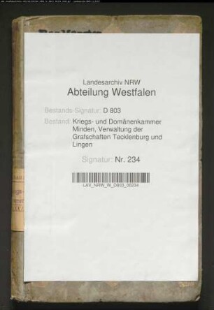 Revision der Domänen- und Pachterträge der Grafschaft Tecklenburg