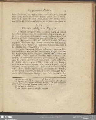 §. III. Chemiae vestigia in Aegypto