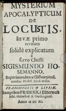 Mysterium Apocalypticum De Locutis, In Vae primo revelatis