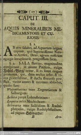 Caput III. De Aquis Mineralibus Medicamentosis Et Curiosis