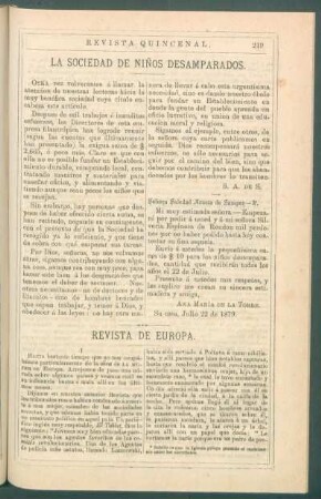 La Sociedad de Niños Desamparados.
