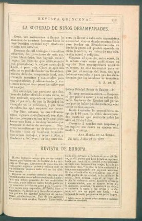La Sociedad de Niños Desamparados.